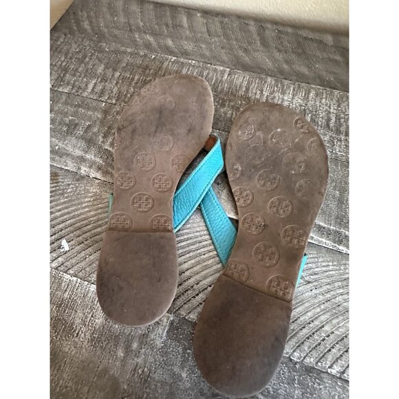 Tory Burch Thora thong sandals with a turquoise patent leather strap Size 6 - Picture 3 of 3